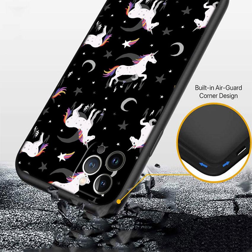 LO22 Cartoon Unicorn Soft Shell Phone Case for iPhone SE X XS XR 11 16E 17 Pro Max Air 8 7 6 6s Plus