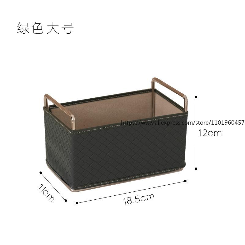 Nordischer Ins Stil Gewebte Ledertextur Aufbewahrungsbox Make-up Pinselhalter Stifthalter Stirnband Metallrahmen Desktop-Organisation