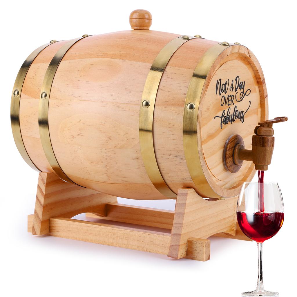 3L Wooden Whiskey Barrel with Stand and Spigot Whiskey Barrel Dispenser Bourbon Barrel Cocktails Wine Rum Tequila Beer Bucket