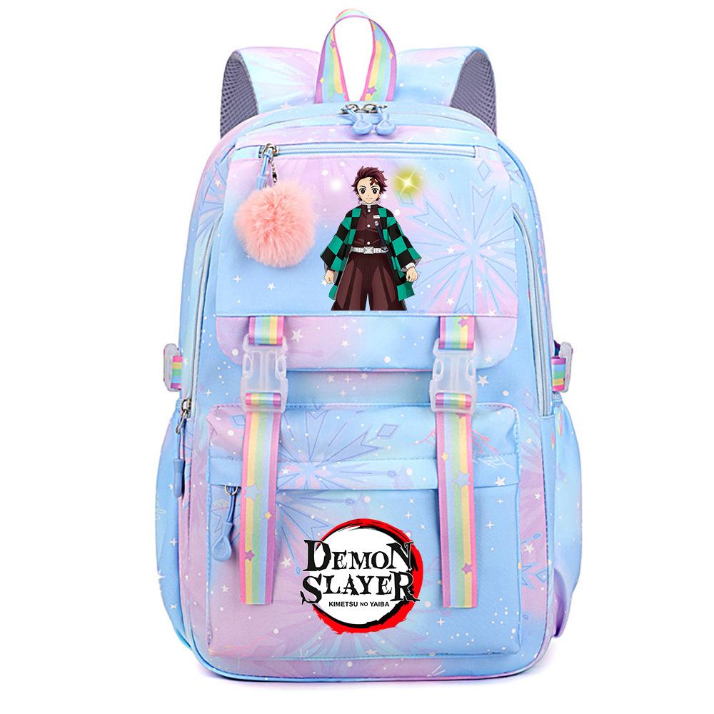 Roztomilý anime batoh s potiskem Demon Slayer pro dospívajícího studenta Školní taška Velkokapacitní Vodotěsná Cestovní taška Dárek