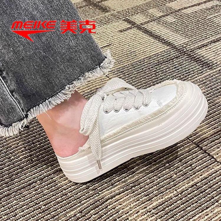 

инс корейская версия кроссовок для папы женские 2025 лето новинка студенческие платформа спортивная обувь женская повседневная сумка голова холст полушлепки 40 бежевый