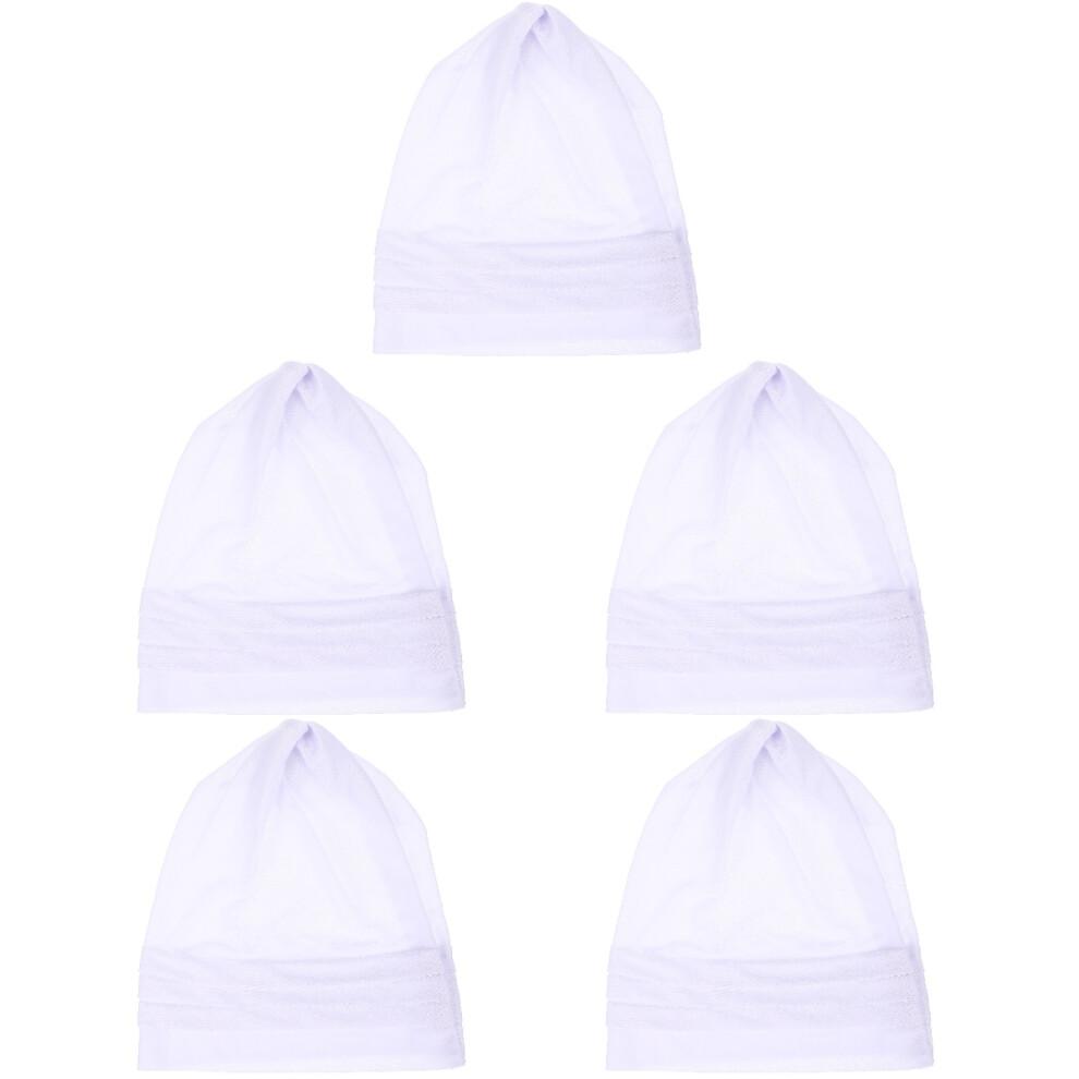 5Stk Atmungsaktive Baumwoll Schlafhaube Weiß Komfort Bonnet Für Damen