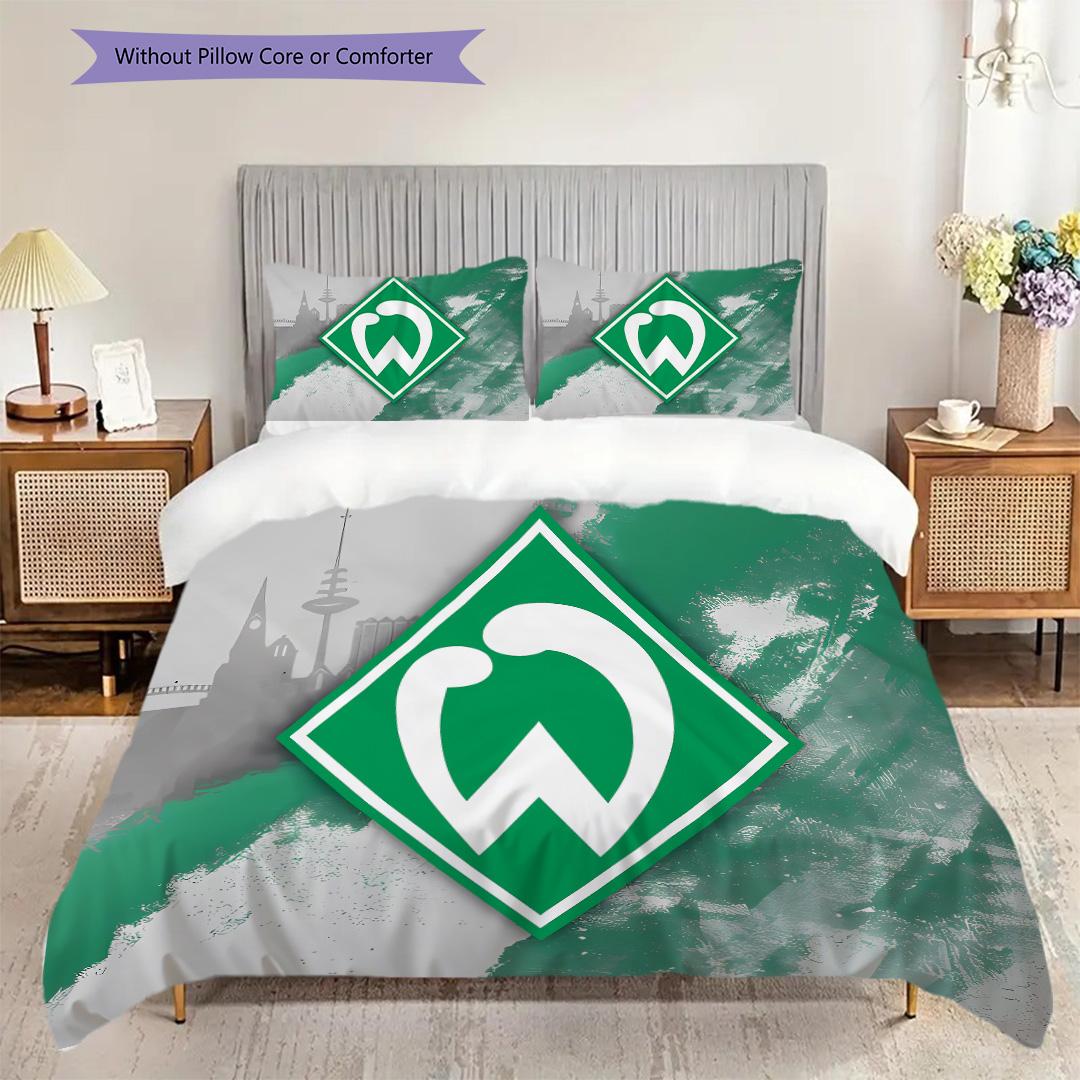 Постельное белье с узором SV Werder Bremen Комплект одеял Покрывало Наволочка Домашний Декор Подарок на День Рождения (1 пододеяльник + 2 наволочки, без наполнителя) 135x200cm