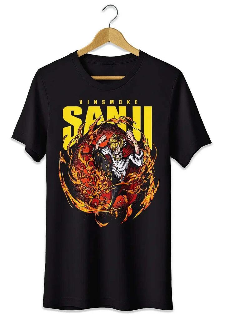 Summer Hot Selling Sanji One Piece Anime Tshirt Unisexs Round Neck Short Sleeved Shirt