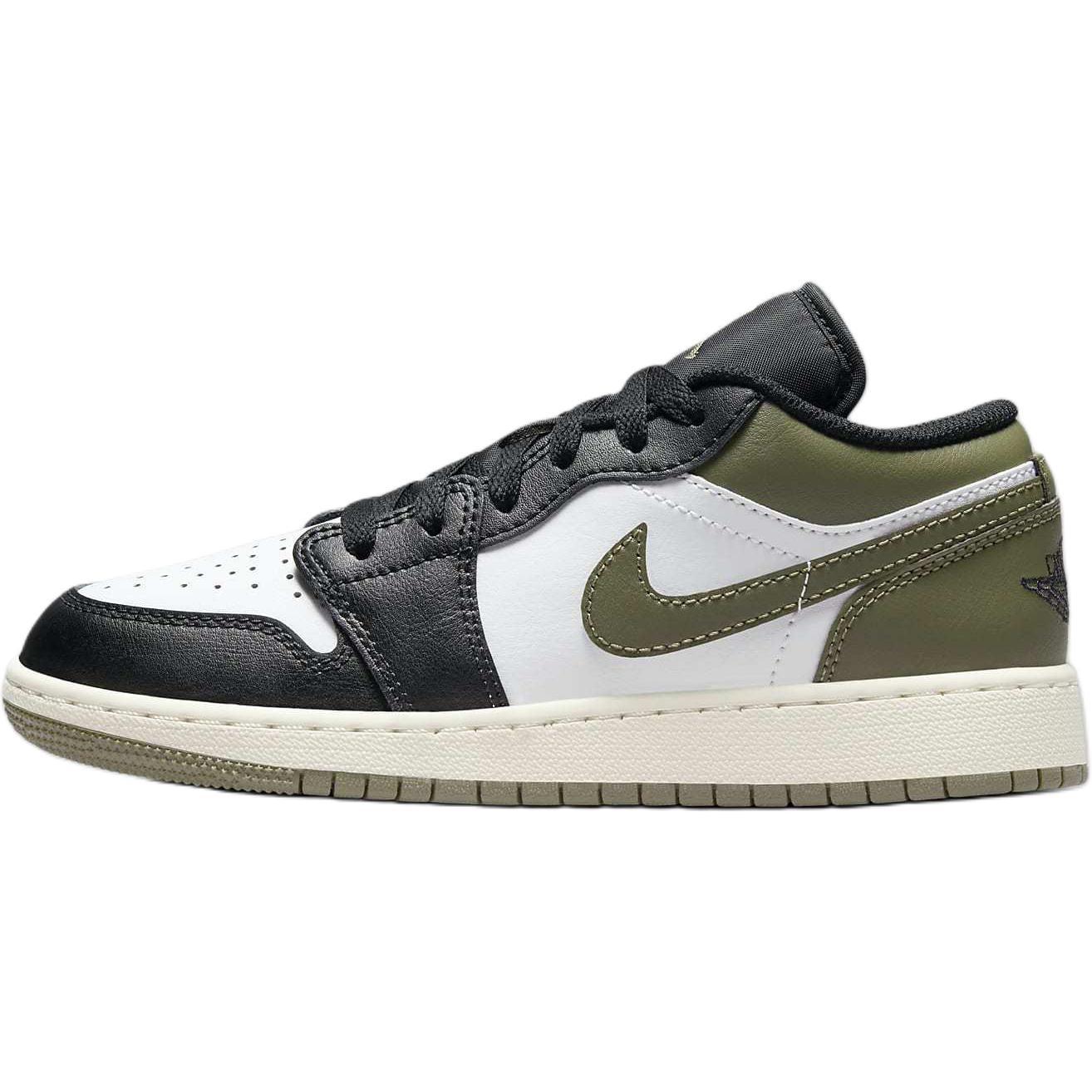 (GS) Air Jordan 1 Low Black Toe Medium Olive Kids 553560-092 EU 36