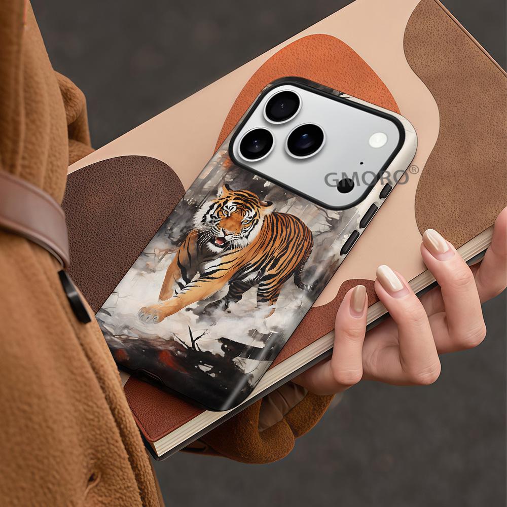 National Style Ink Painting Tiger iPhone17Pro Men's Mobile Phone Case Apple 16 Matte Magnetic Film Case 14Pro