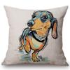 Oil Painting Dachshund Dog Chair Pillow Cotton Linen Home Decorative Doxie Pet Puppy Dogs Cute Cushion Living Room Car Pillows