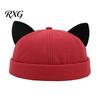 Leichter Modehut für Damen, Kappenhut ohne Schirm mit Katzenohren, Niedrige Schiebermütze, Verstellbare Skullcap, Stilvolle Unisex-Kappe für den täglichen Gebrauch, Schiffermütze