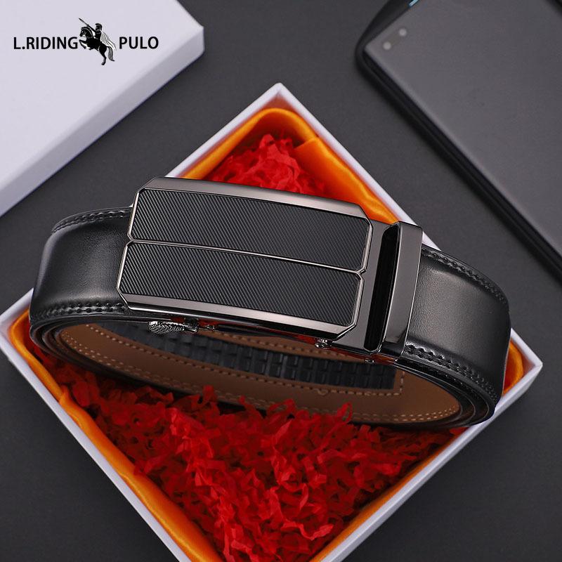 Pánský opasek vysoké kvality Pravá kůže Automatická přezka Hovězí opasek Opasek pro mladé muže