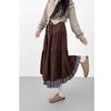 Coffee Corduroy Layered Long Skirt for Plus Size Women - Japanese Style Plaid