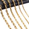1.6/2.4/3/4/5mm Mens and Women Cut O Chain Gold Color Plated Stainless Steel Oval Rolo Necklace Choker Metal Jewelry Accessories