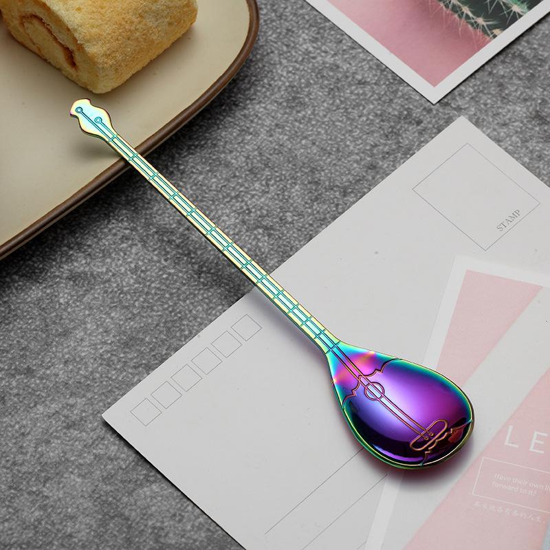 Gitarr Kafferörsked Rostfritt Stål Kreativ Mini Luta Teskedar Dessert Glassskopa Nya Köksredskap
