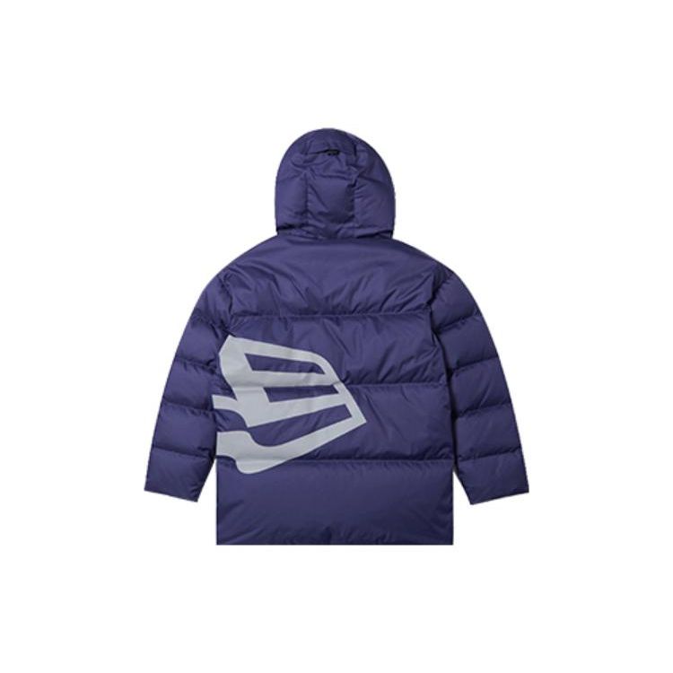 New Era Oversized Logo Print Quilted Loose Fit Zipper Down Jacket Unisex Outerwear Purple 12877421