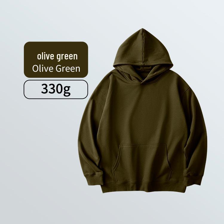 Men's 330g Heavyweight Round Neck Hoodie - Skin-Friendly, Antibacterial, Soft, Versatile, and Casual Sports Top