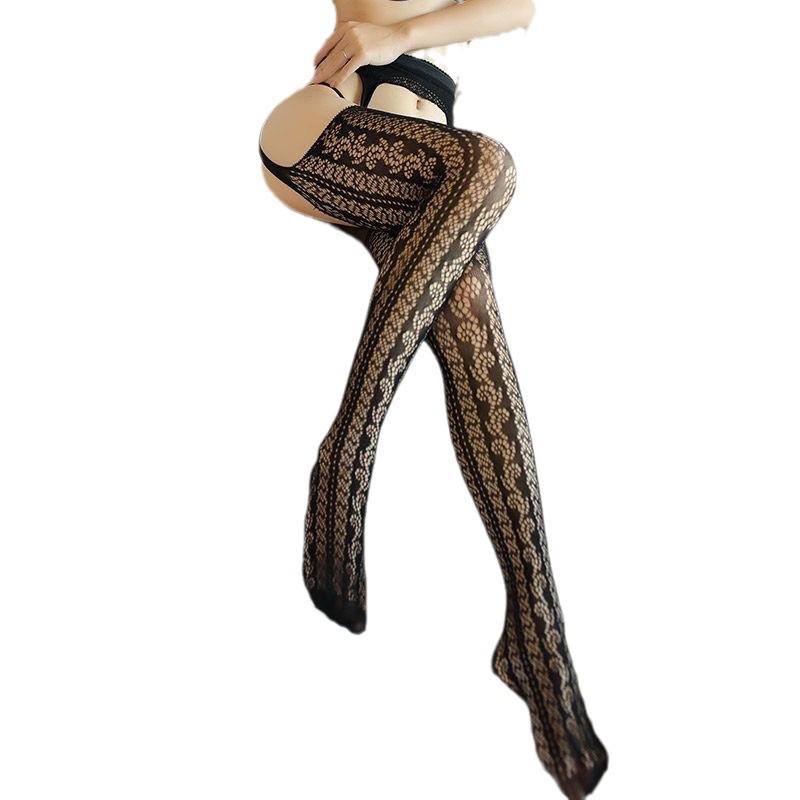 Mu Ruan Sexy Jacquard Garter Pantyhose - Elegant One-Piece Stockings for Beautiful Legs