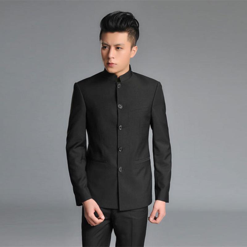 Men's Youth Slim Fit Zhongshan Suit: Stand Collar Casual Chinese Style Wedding Dress 16