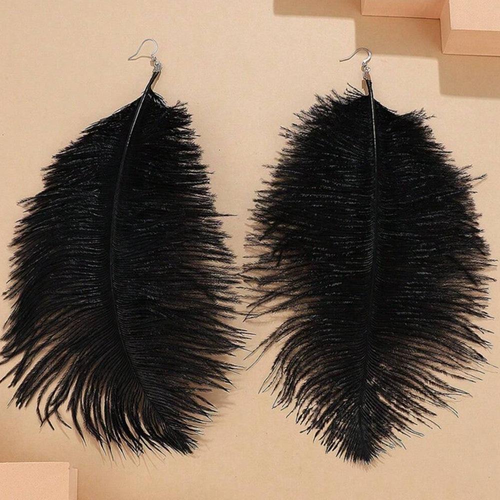 Ethnic Style Long Feather Earrings, Travel Photo Accessories, Stage Catwalk Performance Feather Accessories