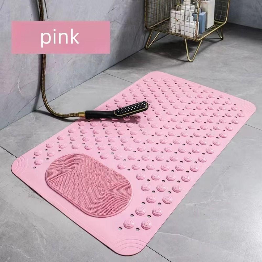 Rectangular Non-Slip Floor Mat Draining Hole Shower Foot Scrubber Foot Massage Pad  Bathtub