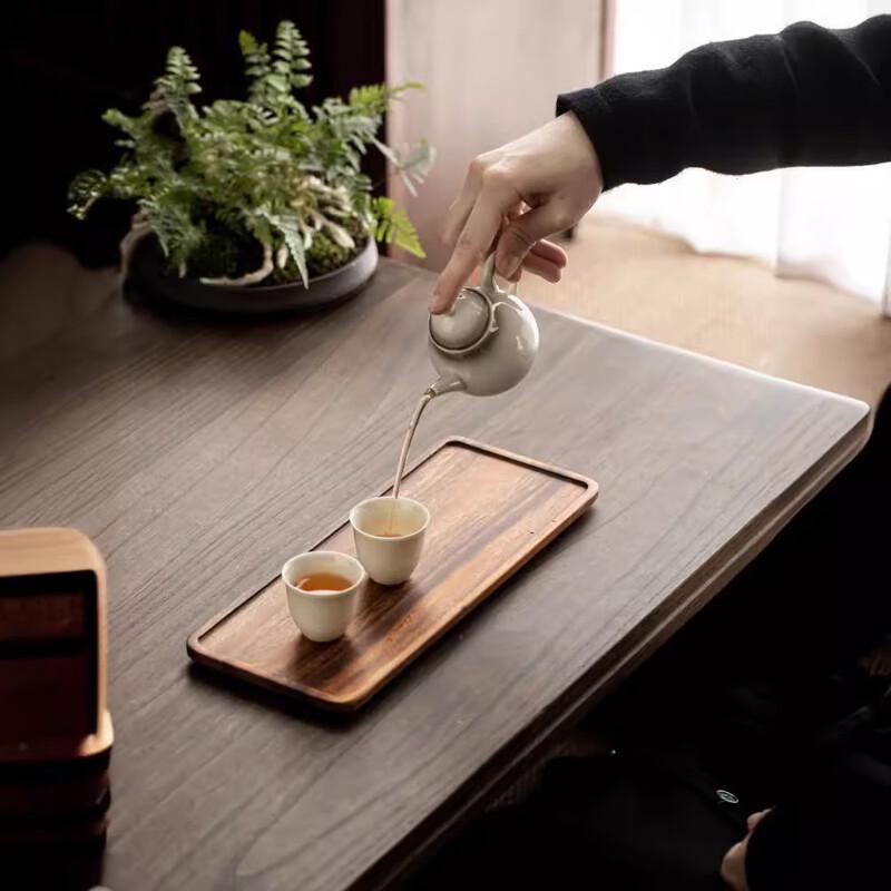 Minimalist Walnut Wood Elliptical Tea Tray