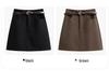 Plus Size Women's High-Waisted Woolen A-Line Skirt with Lining - Spring & Autumn Collection
