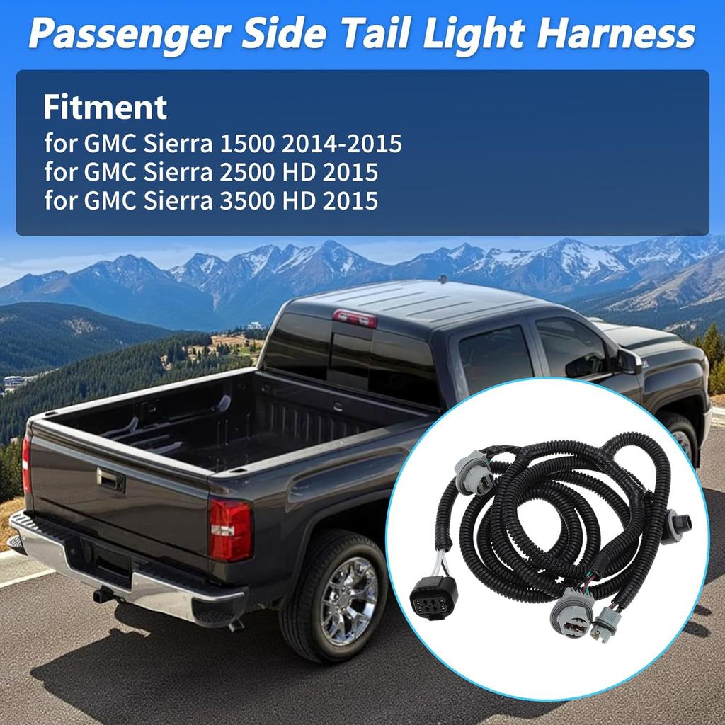 Passenger Side Tail Light Harness for GMC Sierra 1500 2014-2015 Right Tail Lamp Wiring for GMC Sierra 2500 3500 HD 2015 No.22869171