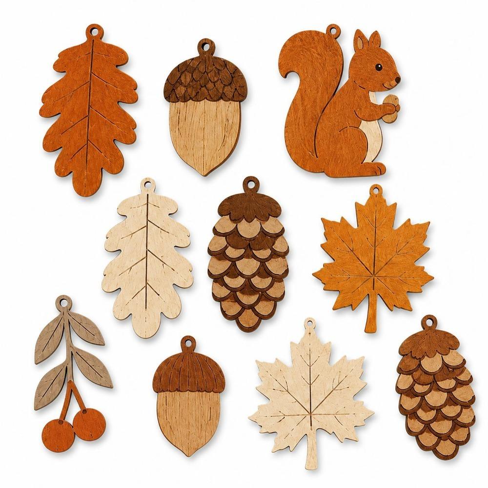 Wood Hanging Banner Decors Cutout Pendants Fall Wooden Garland  For Thanksgiving Decor