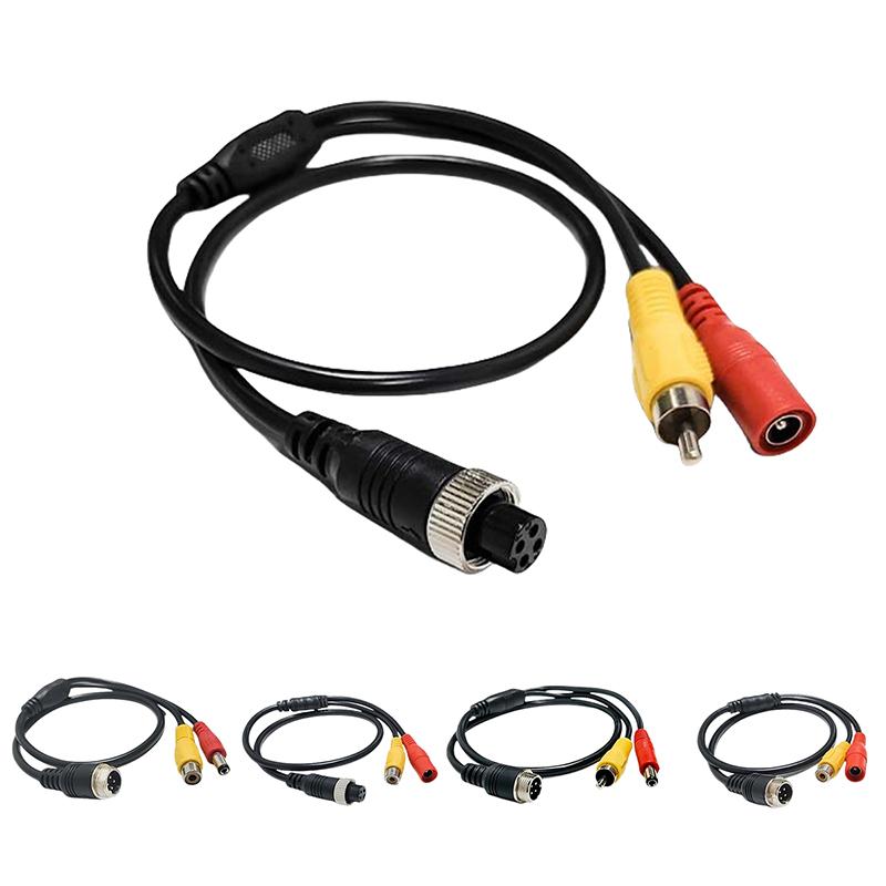 1 Piece Rca Av & Dc Power Converter Cable 4Pin Aviation Male To Female Adapter For Car Rear Camera Monitor Diy Accessories