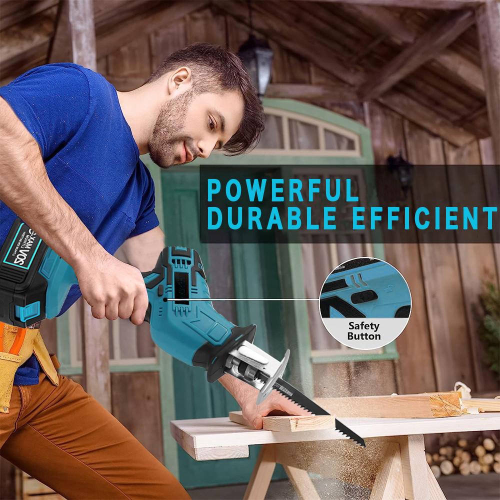 Cordless Portable Reciprocating Saw Adjustable Speed Chainsaw Wood Metal PVC Pipe Cutting Bandsaw Power Tool