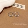 Korean Wound Metal Ear Buckle Women's Niche Cold Wind Silver Earrings Trendy Personality Ears