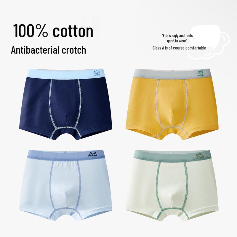 Boys' A-Class Pure Cotton Boxer Briefs - No Wedgies, Medium & Large Sizes for Growing Kids