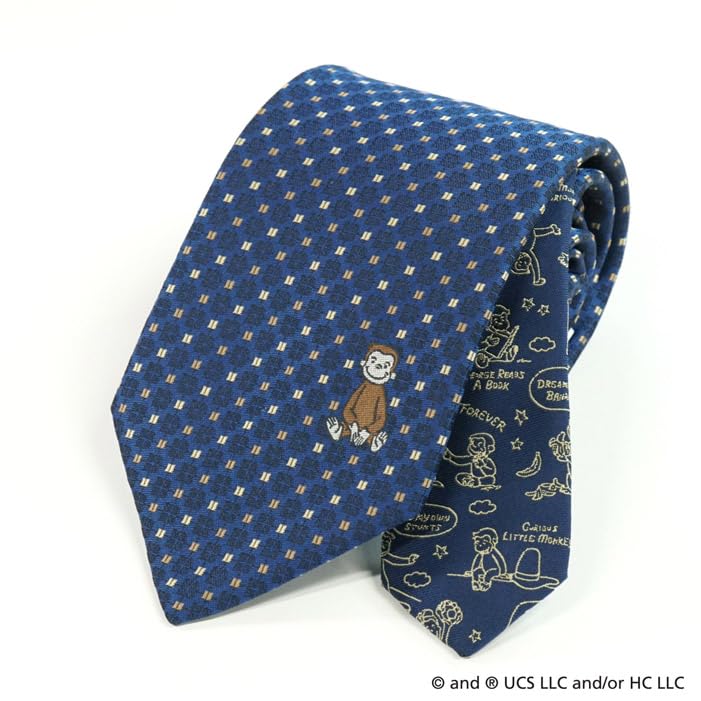 Curious George Tie UNDW0866 Navy Blue Party Brand Tie Character Gift