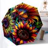 1pc Sunflower Mandala Automatic Open/Close Umbrella, Portable Folding Umbrella, Compact Travel Umbrella For, Birthday/Christmas Gift 5082