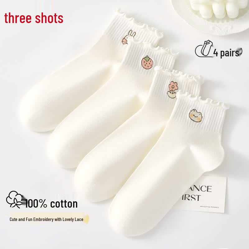 ThreeGun Impression Series Women s Ruffled Cotton Ankle Socks One Size