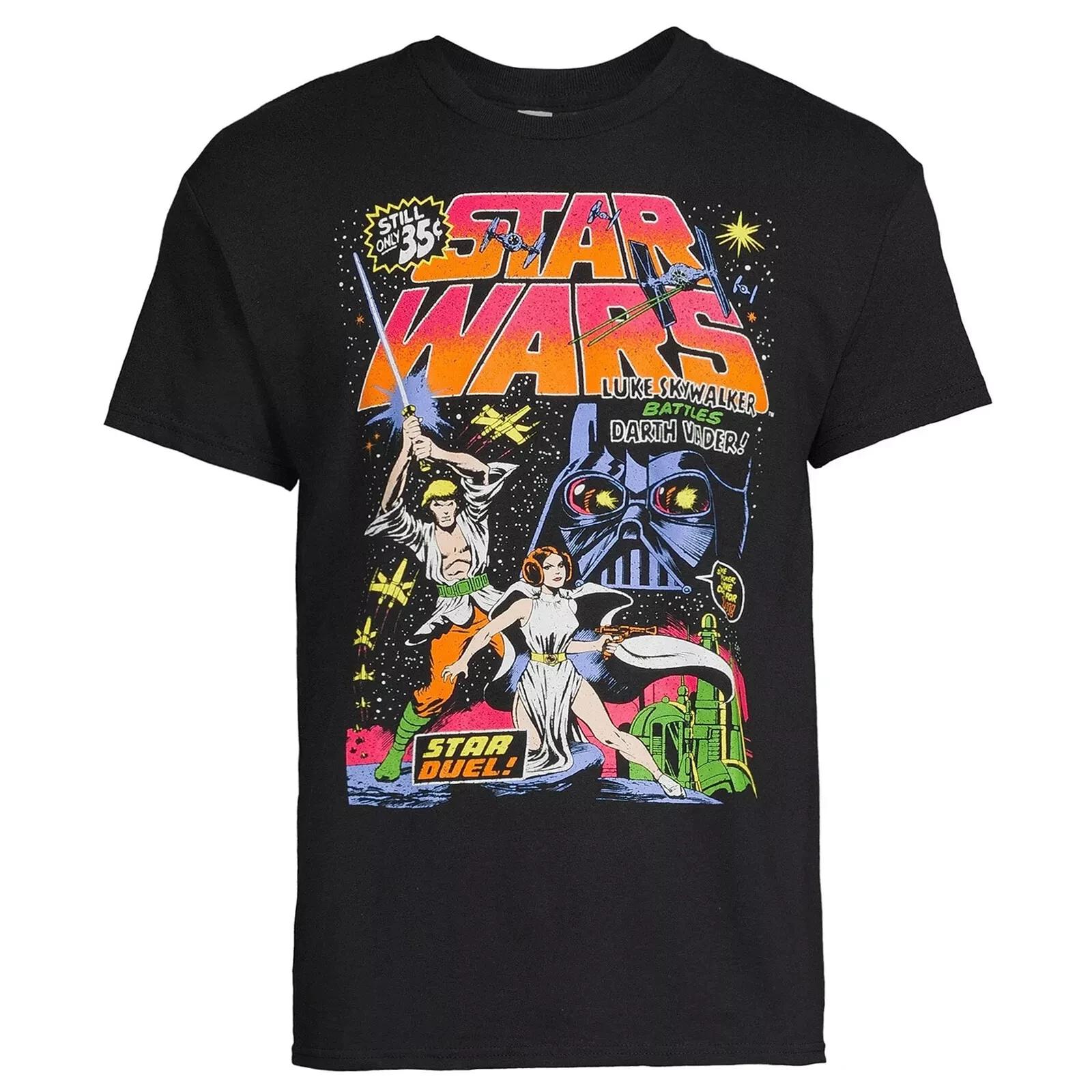 Star Wars Officially Licensed Star Duel Comic inspired Black Adult 100% Cotton T-shirt Mens Tees Top L