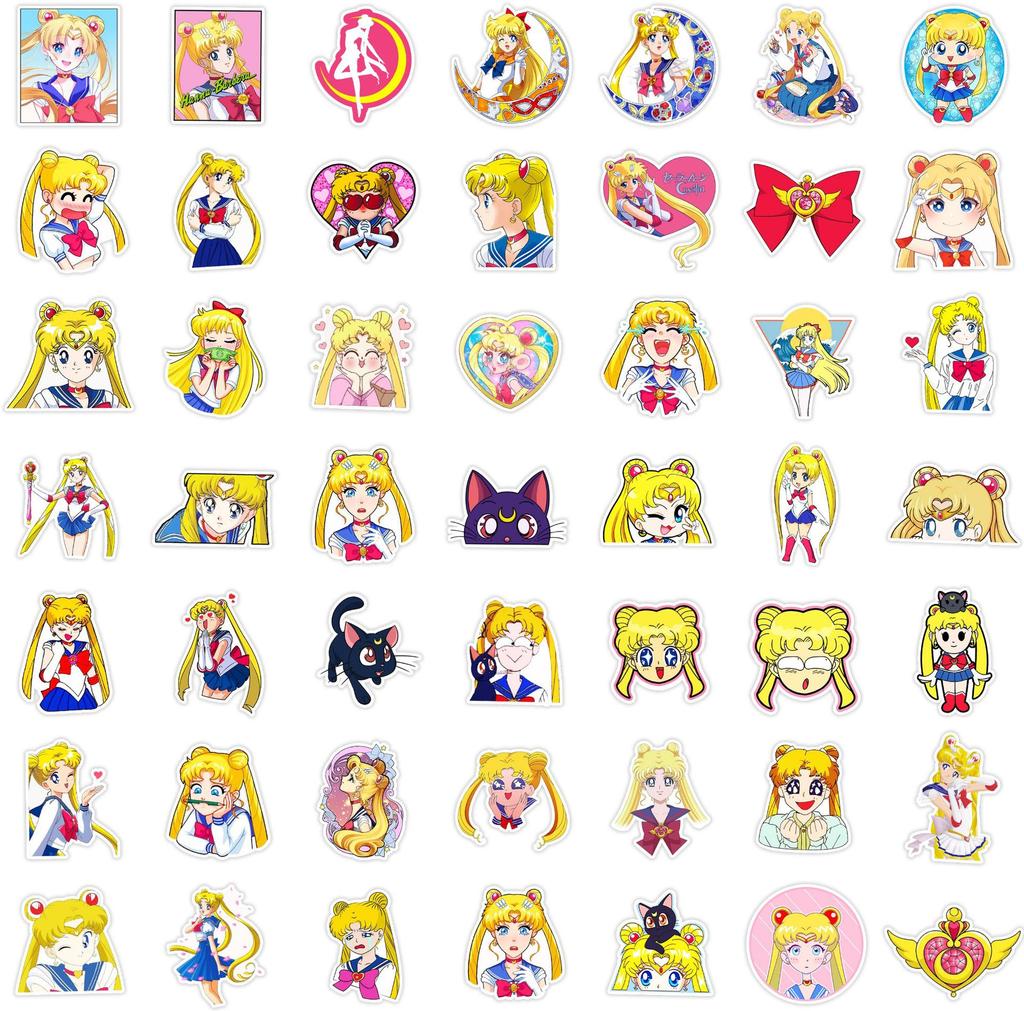 50Pcs Kawaii Sailor Moon Anime Stickers Cute Girls Decorations Diy Diary Phone Stationery Cartoon Graffiti Sticker Decals