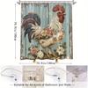 Simple Rooster Shower Curtain - Rural Charm with Flower Decoration Living Room Wall Hanging, Bedroom Decoration - FarmhouseStyle