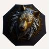 1 Stück Wolfs-Emblem Kompakter Reise-Regenschirm, Automatisches Falten Leichtgewicht Winddicht 8-Rippen Verstärktes Design, Tragbar für Rucksack Langlebig Kann