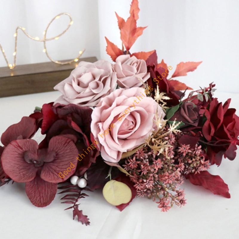 Bridal Bouquets for Wedding Party, Artificial Rose Wedding Bouquet with Pearl 55KF