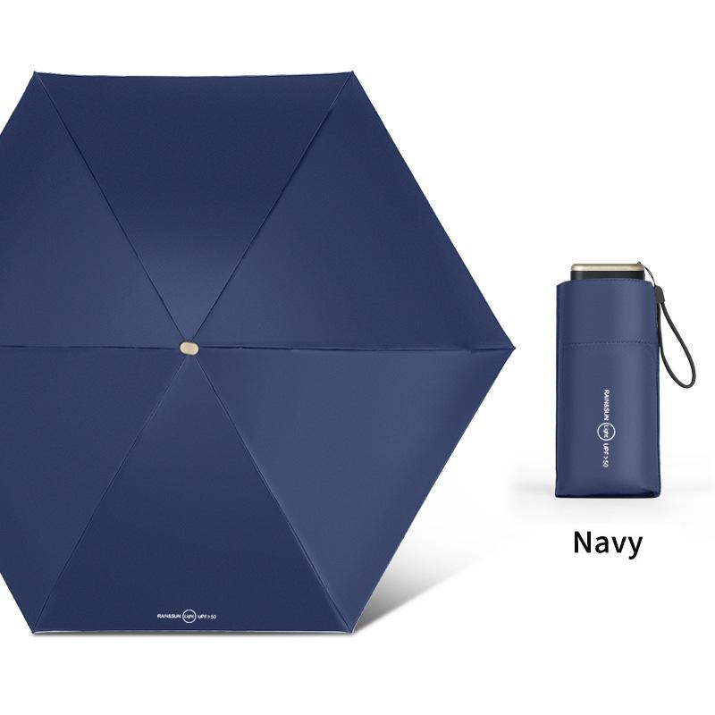

Роскошные мини-зонтики 14 см для женщин, плоский солнцезащитный зонт, женский карманный летний зонтик, шесть складных зонтов для девочек тёмно-синий