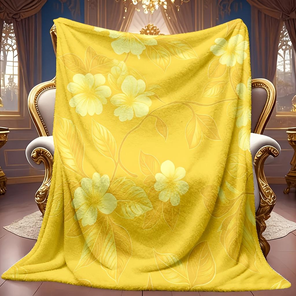 Floral Pattern Blanket Soft High-Definition Digital Print Yellow Color All-Season Family and Friends Gift Cooling Blanket Perfect Gift Soft Breathable