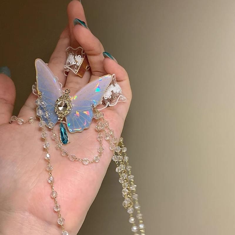 Adjustable Butterfly Lace Anklet With Flowing Tassels Two Way Leg Chain Jewelry For Casual Or Formal Occasions