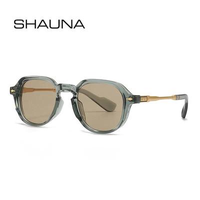 SHAUNA Retro owalne okulary przeciwsłoneczne damskie nity gradientowe odcienie UV400
