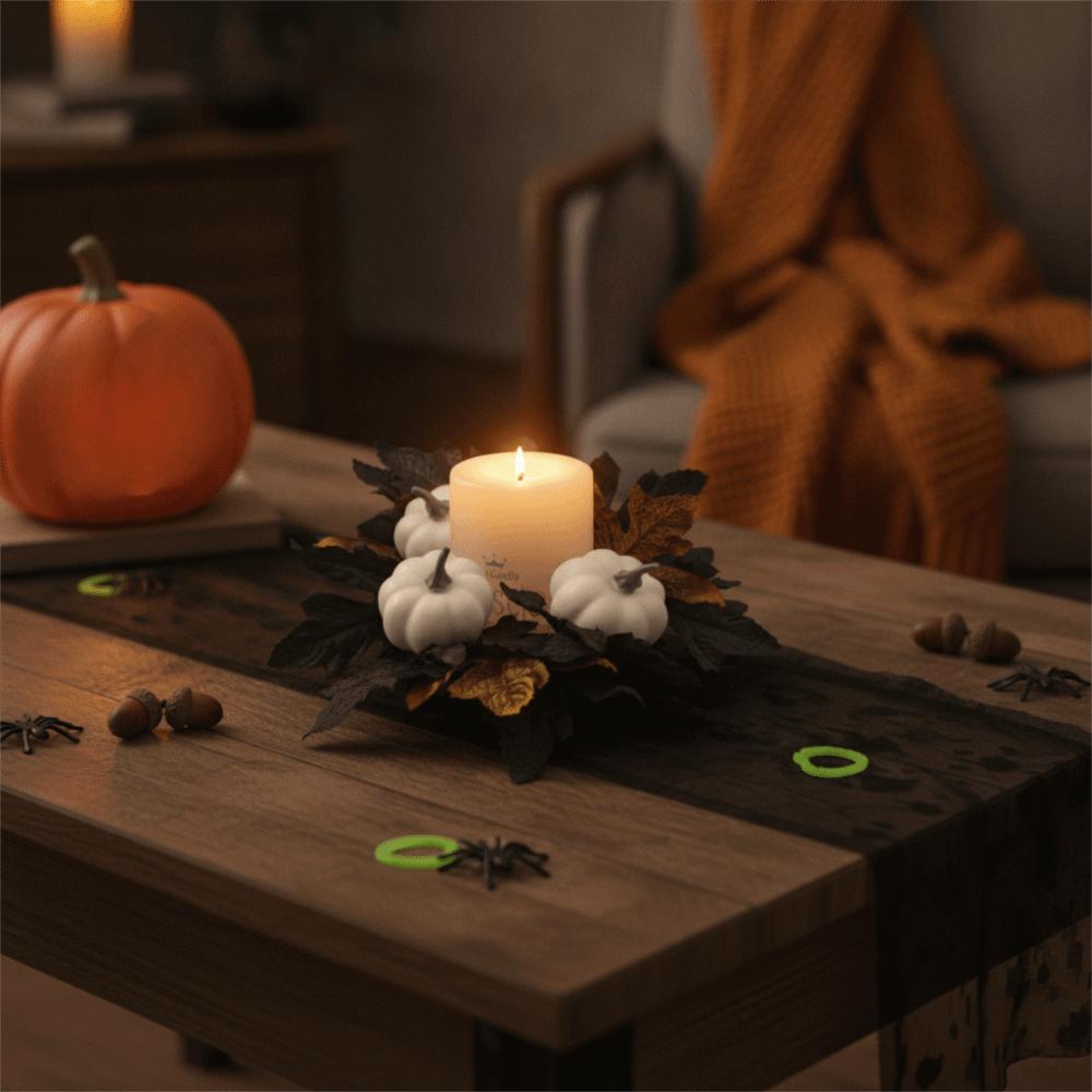 Simulated Maple Leaf Halloween Candle Wreath Artificial Wreath Ornament Festival