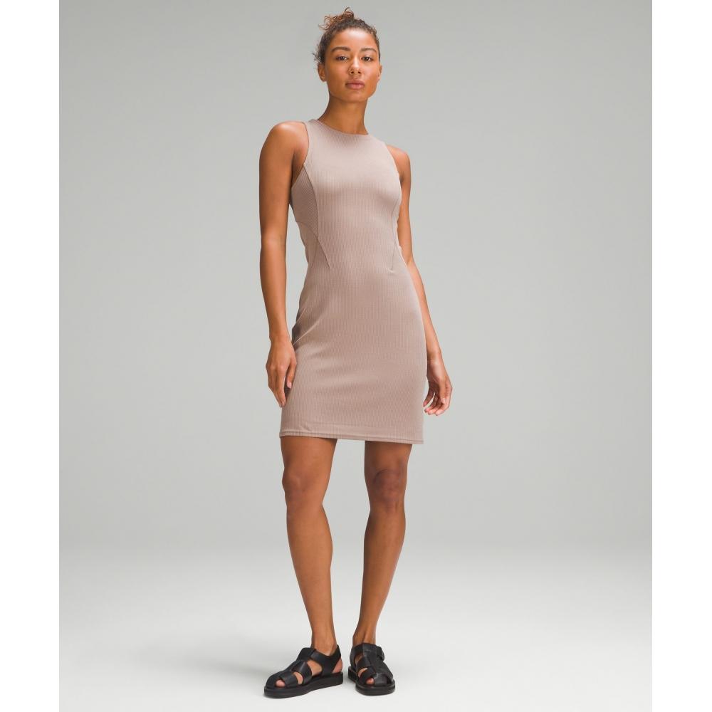 

Lululemon Ribbed Softstreme Slim Fit Tank Dress Taupetastic 2