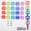 50Pcs Blank Printed Label Silicone Key Caps Colored Key Protectors Standard House Keys