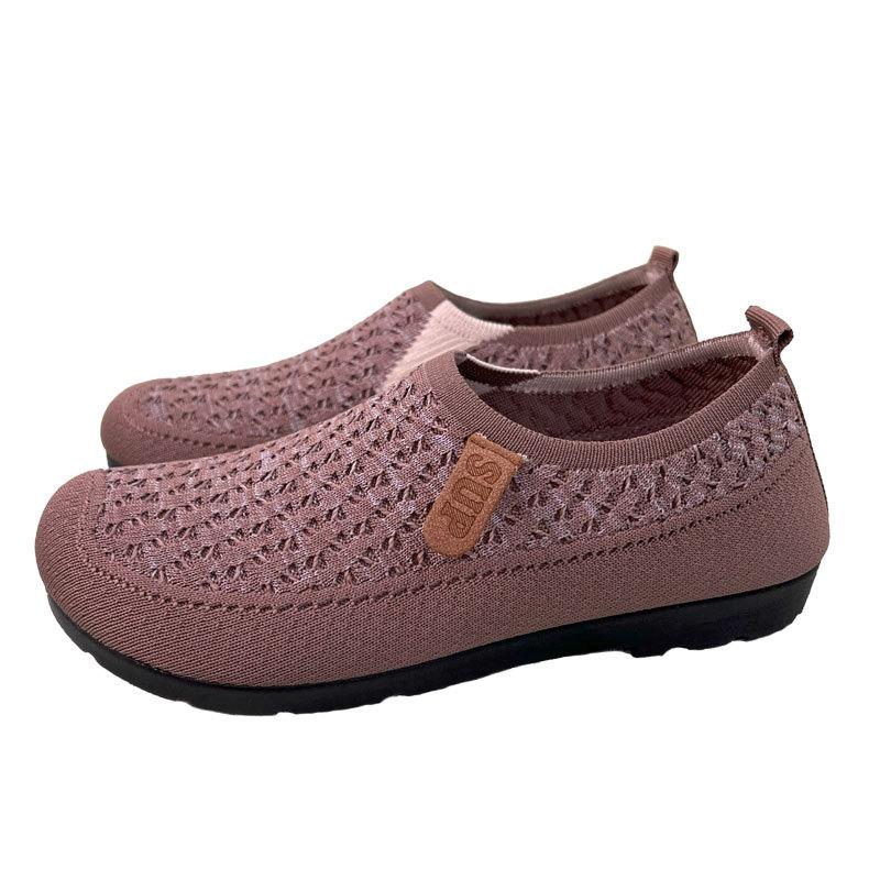 2025 Spring/Autumn Women's Knit Breathable Slip-On Shoes - Soft Sole Lazy & Mom Style