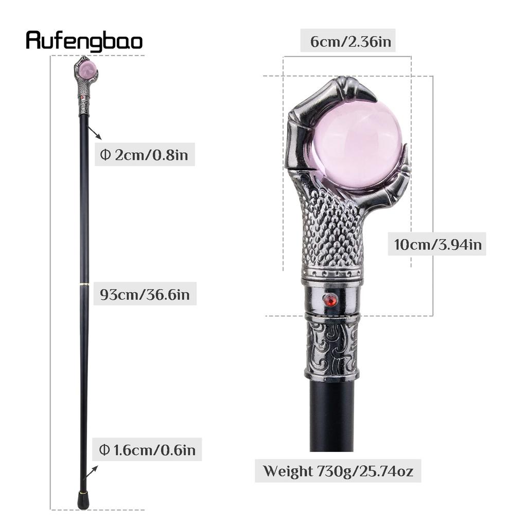 Bunter Drachenklaue-Griff, bunter Glaskugel-Gehstock, modischer dekorativer Gehstock, Gentleman-Cosplay-Kronstab, 93 cm