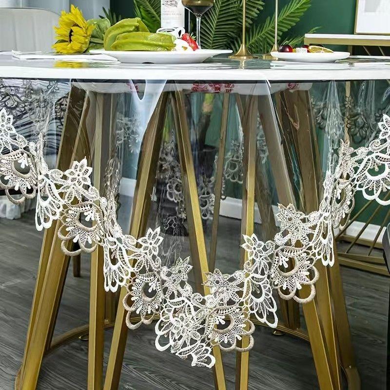 White Soft Plastic PVC Transparent Tablecloth Table Mat Waterproof and Washable Tablecloth Protective Film Coffee Table Cover