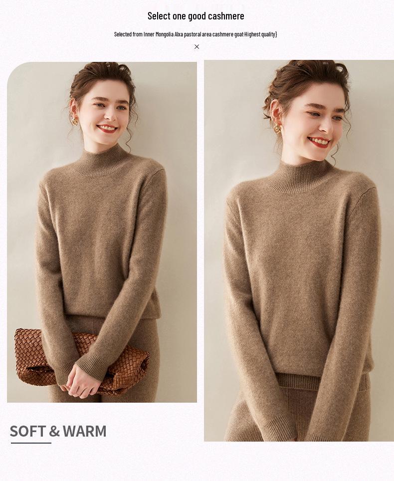 Autumn & Winter Women's Cashmere High-Neck Thick Knit Slim Pullover Sweater