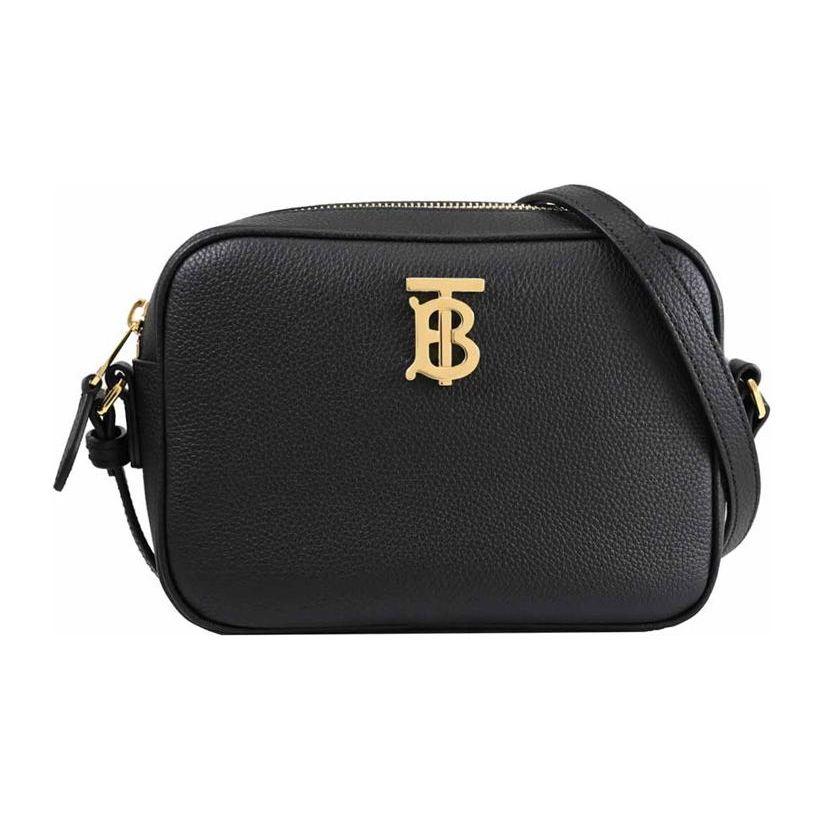 Burberry Gold Logo Zipper Camera Bag Women Shoulder Bag Black 80751821